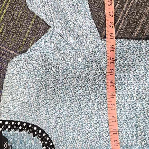 Misook-Open Cardigan Hook Closure Long Sleeve Knit Beaded Blue-Size Small - Picture 17 of 17